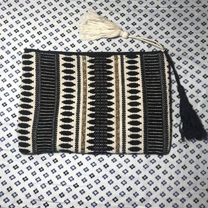 Black and White Tassel Makeup Clutch Bag